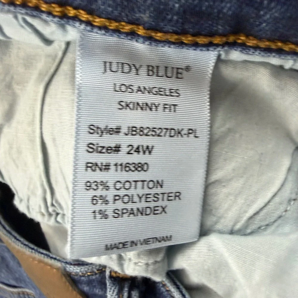 Judy Blue Skinny Fit Jeans Women 24W Blue Raw Hem High Rise Stretch JB82527DK-PL